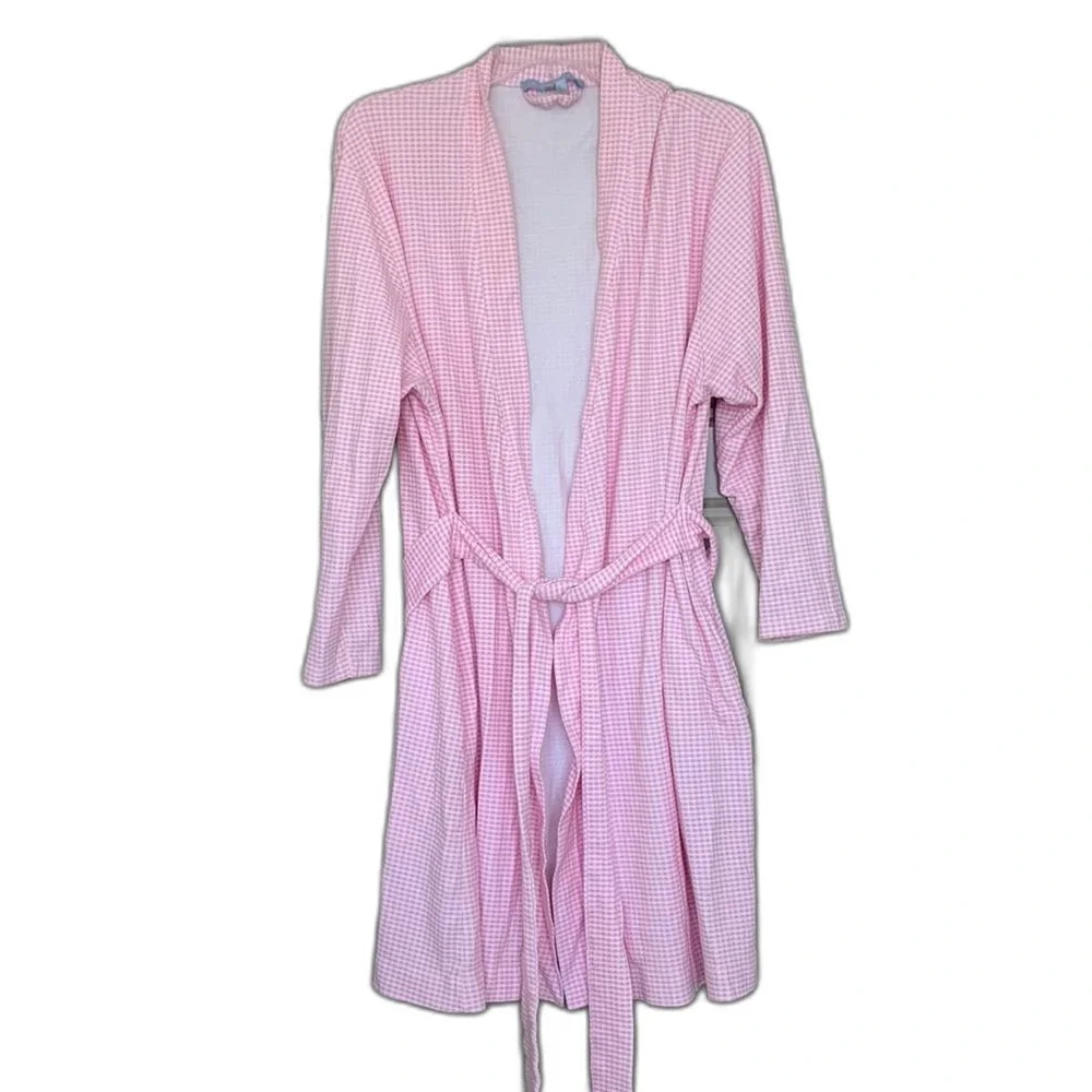 HILL HOUSE HOME DREW ROBE PINK GINGHAM XL